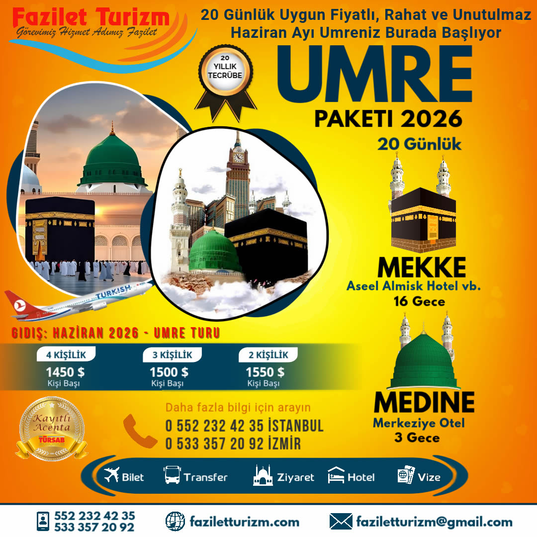 20 Günlük 2026 haziran Umresi