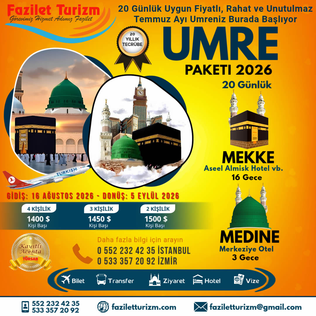 20 Günlük 2026 Ağustos Umresi