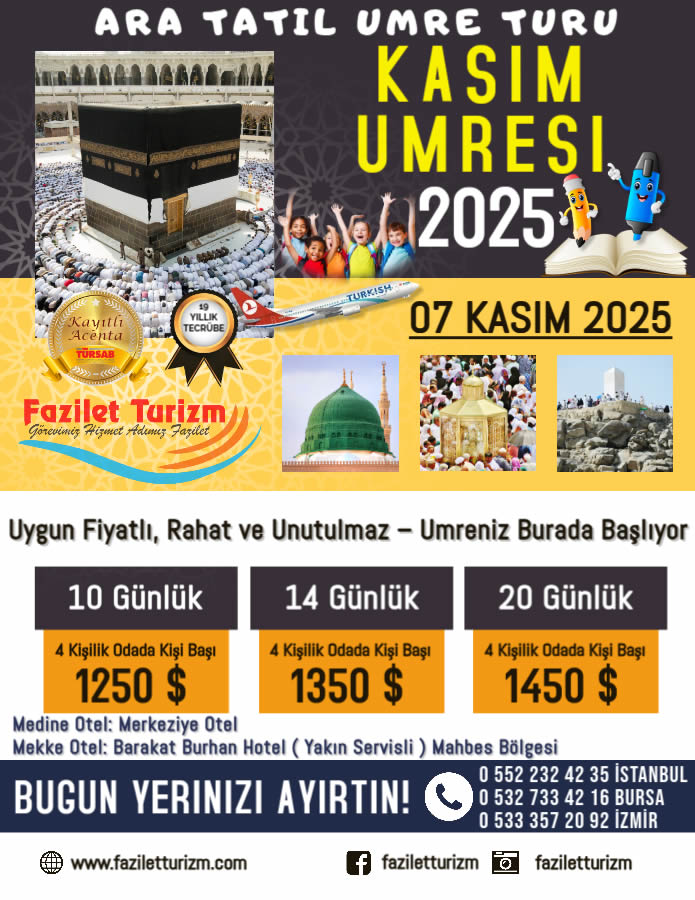 Kasım Umre Turu Diyanet Onaylı Umre