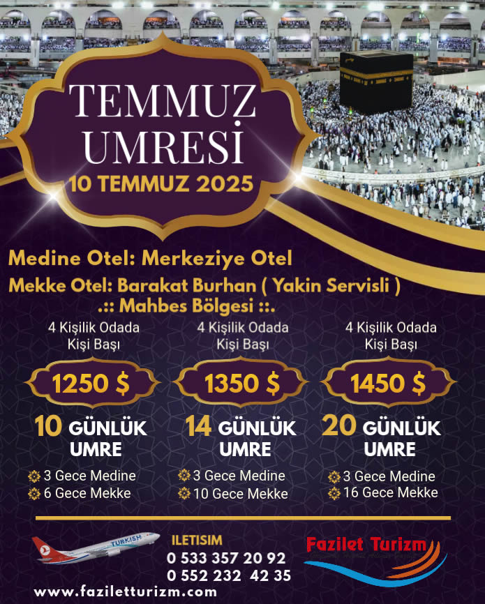 2025 Temmuz Umre Turu Fiyatları